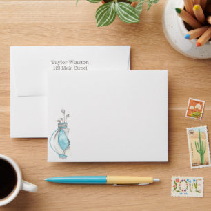 Watercolor Golf Bag Personalized Envelopes