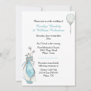 Watercolor Golf Bag Wedding Invitation