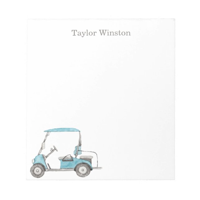 Watercolor Golf Cart Notepad (Front)