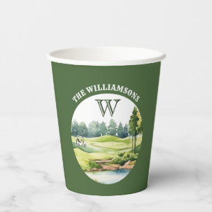 Watercolor Golf Oriented Course Cart Paper Cups