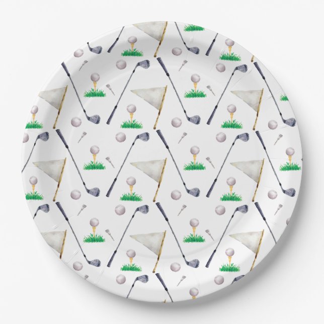 Watercolor Golf Paper Plates (Front)