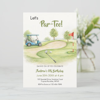 Watercolor Golf Par-Tee Birthday Invitation