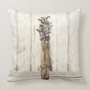 Watercolor Golf Print, Cotton Throw Pillow 20x20