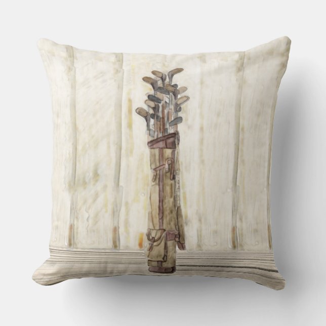 Watercolor Golf Print, Cotton Throw Pillow 20x20 (Front)