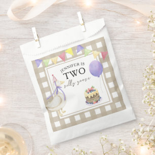 Watercolor Goose 2nd birthday Favour Bag