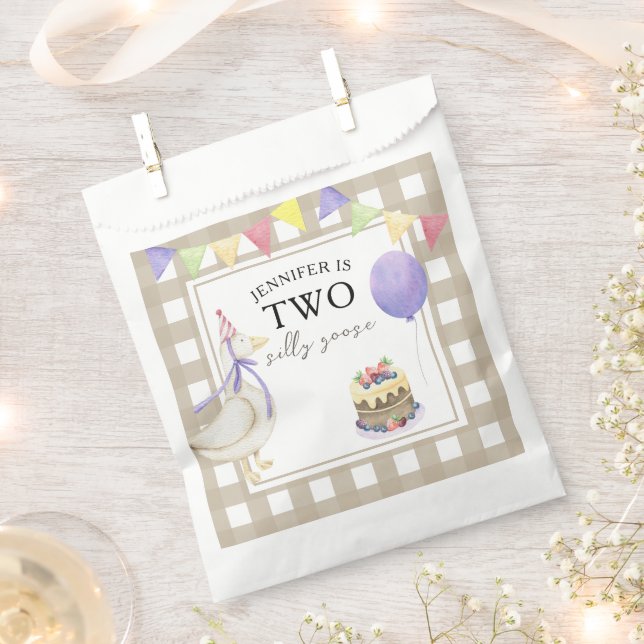 Watercolor Goose 2nd birthday Favour Bag (Clipped)