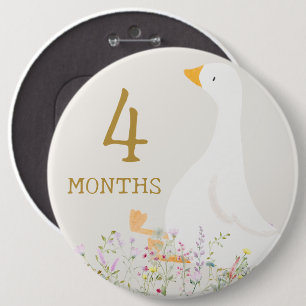 Watercolor Goose Baby Month Milestone Marker Sign 6 Inch Round Button