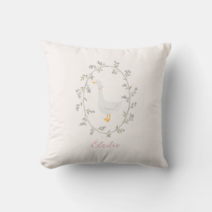 Watercolor Goose Custom name Nursery room Throw Pillow