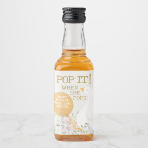 Watercolor Goose Duck Wildflower Baby Shower Liquor Bottle Label