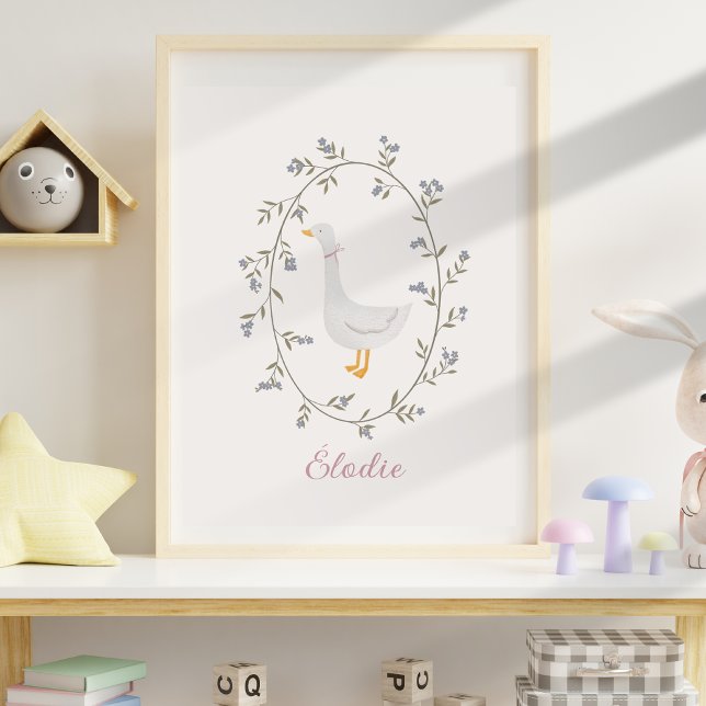 Watercolor Goose Personalized Nursery Kids room Poster (Creator Uploaded)