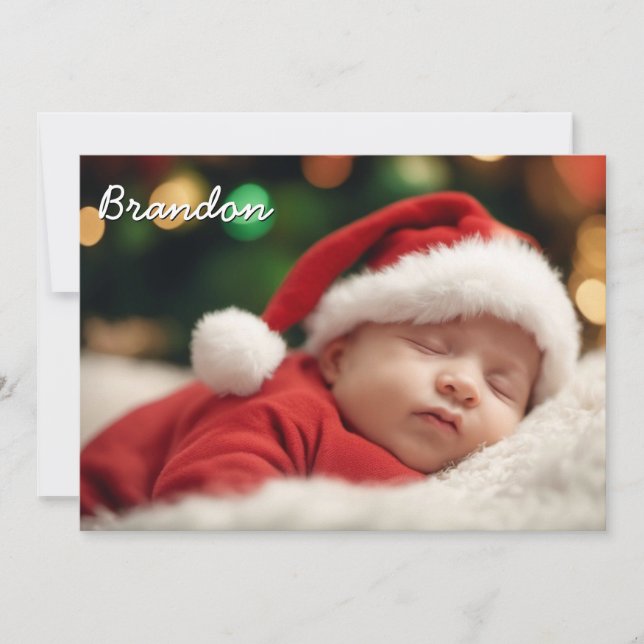 Watercolor Goose - Photo Baby Announcement Card (Front)