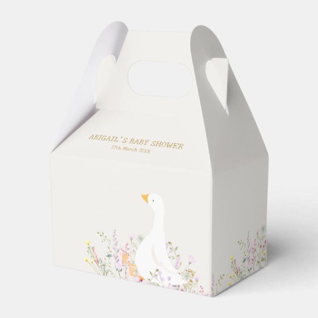 Watercolor Goose Wildflower Baby Shower Favor Box (Front Side)
