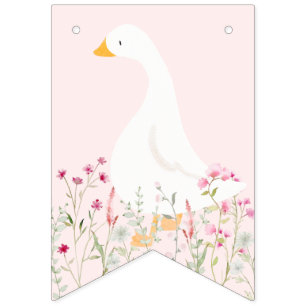 Watercolor Goose Wildflower Twins Baby Shower Bunting Flags
