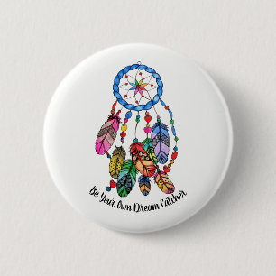 Watercolor gorgeous rainbow dream catcher 2 inch round button