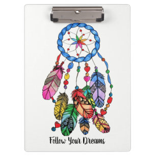 Watercolor gorgeous rainbow dream catcher clipboard