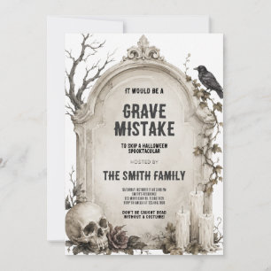 Watercolor Gothic Graveyard Halloween Party Invitation