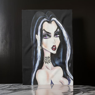 Watercolor Gothic Witch Halloween Kitchen Towel