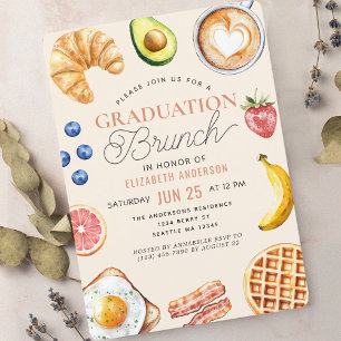 Watercolor Grad Brunch Graduation Party Invitation