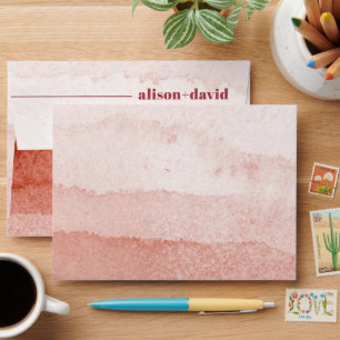 Watercolor gradient and branch Japandi wedding Envelope