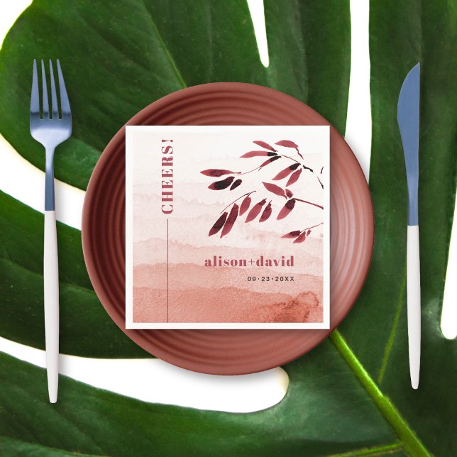 Watercolor gradient Japandi CHEERS wedding Napkin (Creator Uploaded)