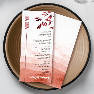 Watercolor gradient Japandi wedding menu card