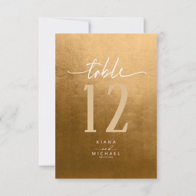 Watercolor Gradient Table Number Autumn Gold ID786 (Back)