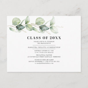 Watercolor Graduation 2025 Eucalyptus Party Invitation Postcard