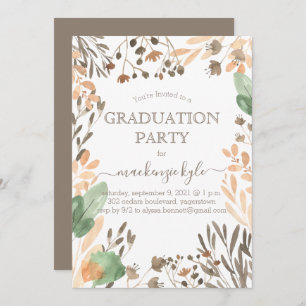 Watercolor Graduation Boho Greenery Invitation