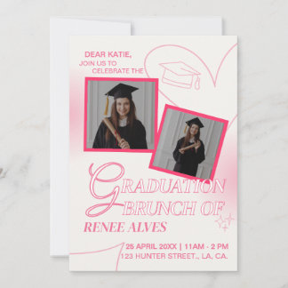Watercolor Graduation Brunch For Her Elegant Invitation