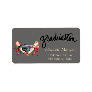 Watercolor Graduation Cap,Diploma Label