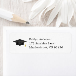 Watercolor Graduation Cap Return Address