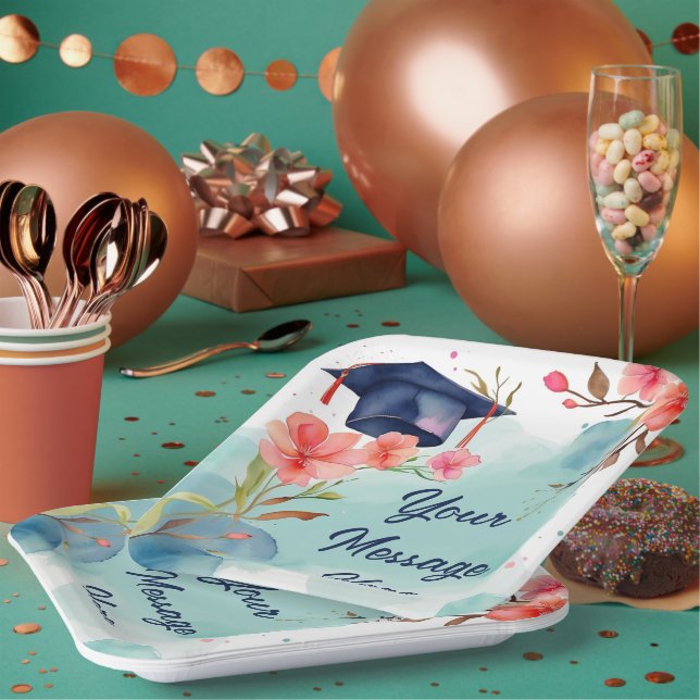 Watercolor Graduation Celebration Paper Plate (Multi)