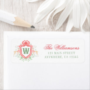 Watercolor Grandmillennial Reindeer Monogram Crest