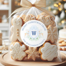 Watercolor Grandmillennial Reindeer Monogram Crest