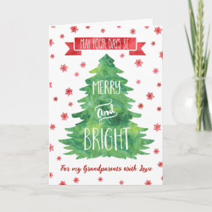 Watercolor Grandparents Merry Christmas Card