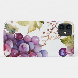 Watercolor Grape Pattern | Stylish Fall Fruit iPhone 11 Case