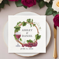 Watercolor Grape Vines Wood Wreath Wedding