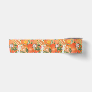 Watercolor grapefruit citrus modern tropical satin ribbon