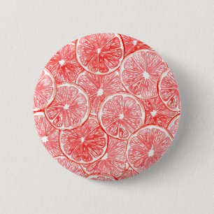 Watercolor grapefruit slices pattern 2 inch round button