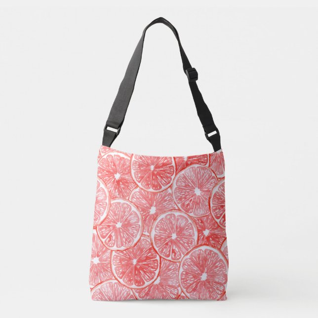 Watercolor grapefruit slices pattern crossbody bag (Front)