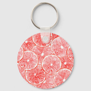 Watercolor grapefruit slices pattern keychain