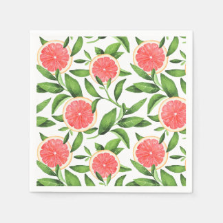 Watercolor Grapefruits and Greenery Pattern Napkin
