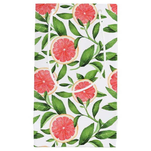 Watercolor Grapefruits and Greenery Pattern Small Gift Bag (Front)