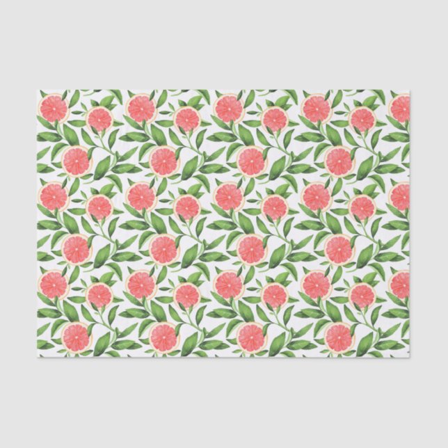 Watercolor Grapefruits and Greenery Pattern Tissue Paper (Front)