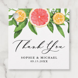 Watercolor Grapefruits and Oranges Summer Wedding Favour Tags