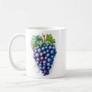 Watercolor Grapes and Vine Autumn Kitchen Coffee Mug