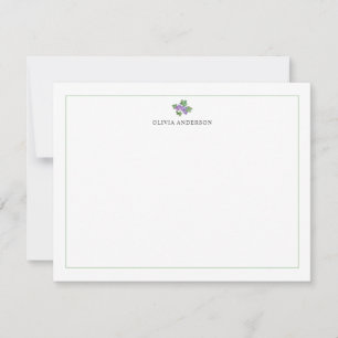 Watercolor Grapes Green Border Personalized Card