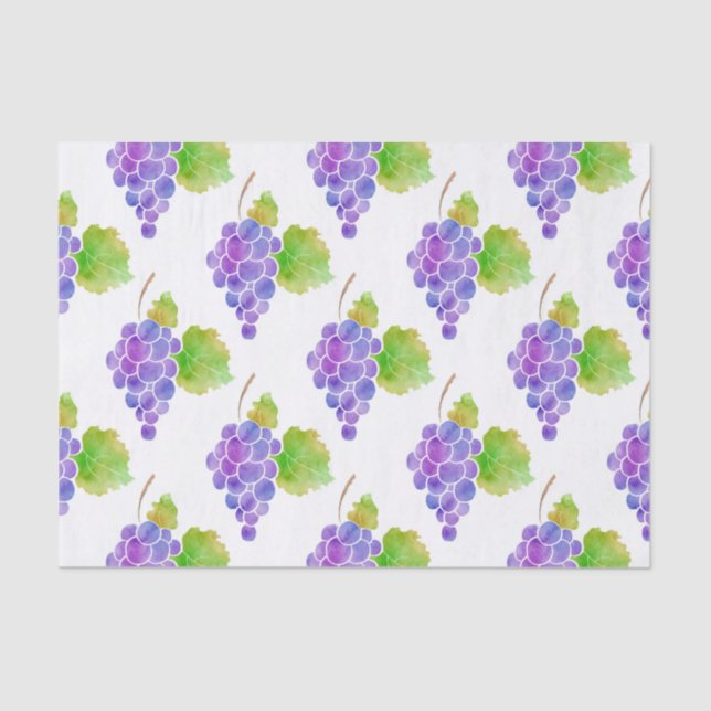 Watercolor Grapes Pattern 2 Tissue Paper (Front)