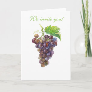 Watercolor Grapes – Wine Tasting Celebration Invitation