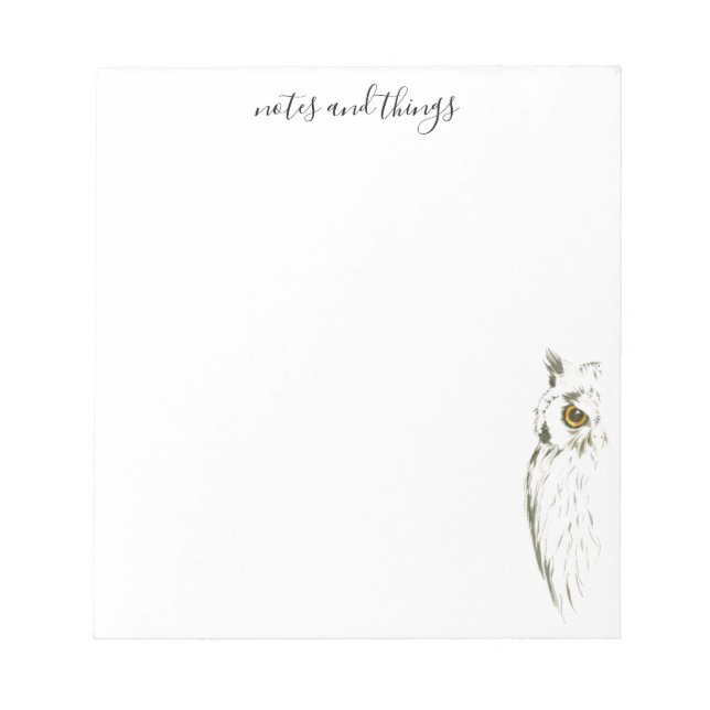Watercolor Gray Owl Notepad (Front)